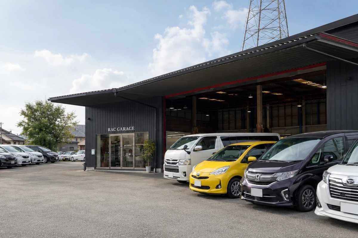 ラックガレージ春日本店の店舗と展示車両